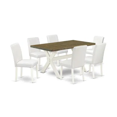 East West Furniture 7-piece Modern Rectangular Dining Room Table Set An Outstanding Distressed Jacobean Kitchen Table To In White