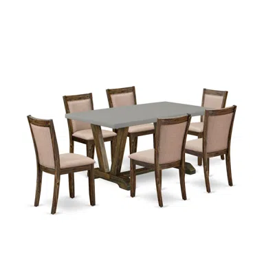 East West Furniture 7 Piece Modern Dinette Set In Pink