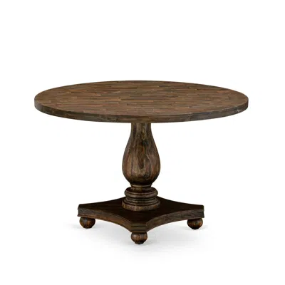 East West Furniture Irving Round Dining Table With Pedestal In Brown