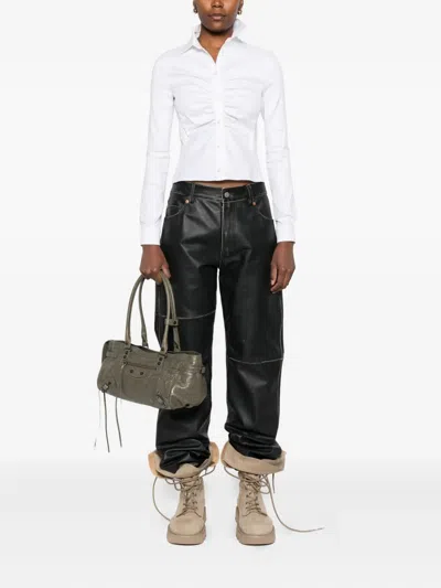 Balenciaga Long-sleeved Corseted Shirt In White