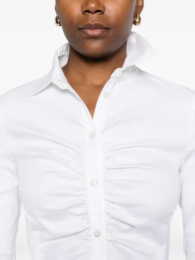 Balenciaga Long-sleeved Corseted Shirt In White