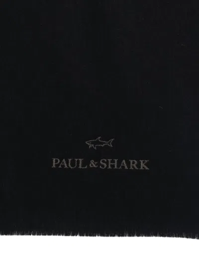 Paul & Shark Two-tone Wool Scarf In Black