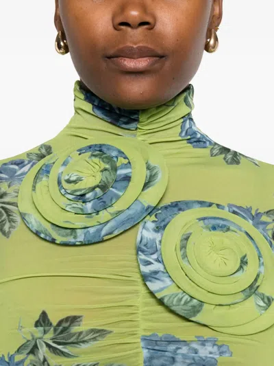 花卉印花缩褶上衣