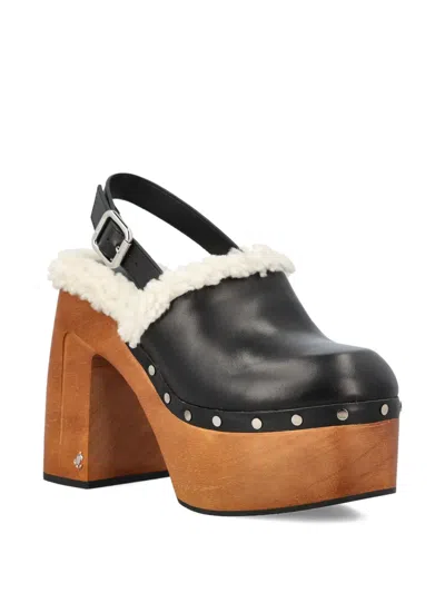 Jimmy Choo 135mm Leather Platform Sheepskin Sandals In Black