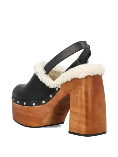 Jimmy Choo 135mm Leather Platform Sheepskin Sandals In Black