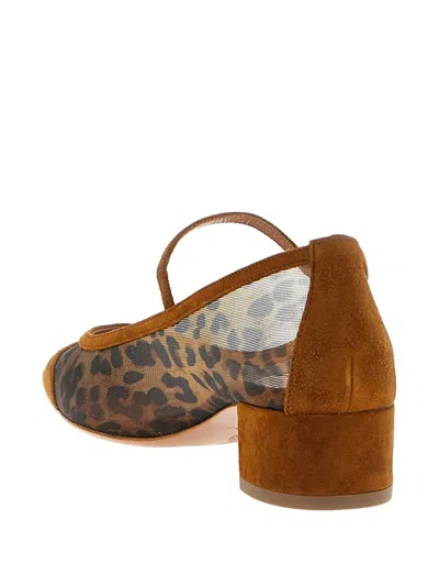 Aquazzura Animal Print Block Heel Square Toe Pumps In Brown