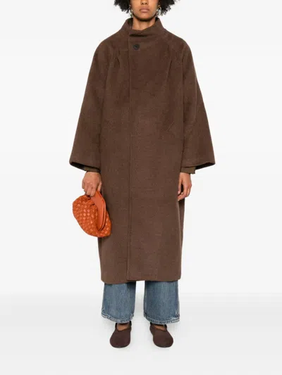 Eleh Single-button Wool Coat In Brown