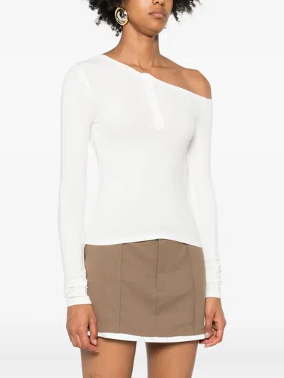 Eleh Button-front Long-sleeve Top In Neutral