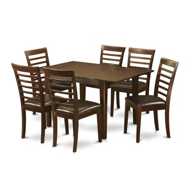 East West Furniture 7 Piece Kitchen Table Set Consist Of A Rectangle Dining Table With Butterfly Leaf And 6 Faux Leather In Brown