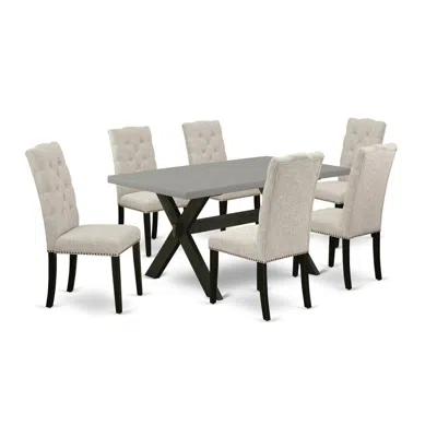 East West Furniture 7-piece Dining Table Set - 6 Parson Chairs And Dining Room Table Solid Wood Frame In Neutral
