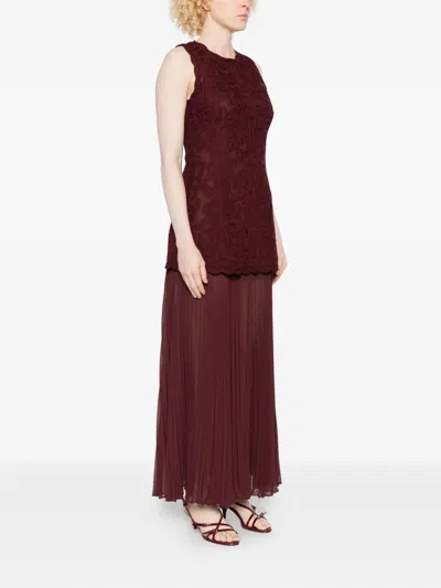 绳结编织褶饰连衣裙