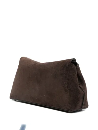 Totême T-lock Suede Clutch In Brown