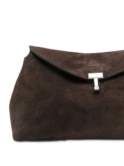 Totême T-lock Suede Clutch In Brown