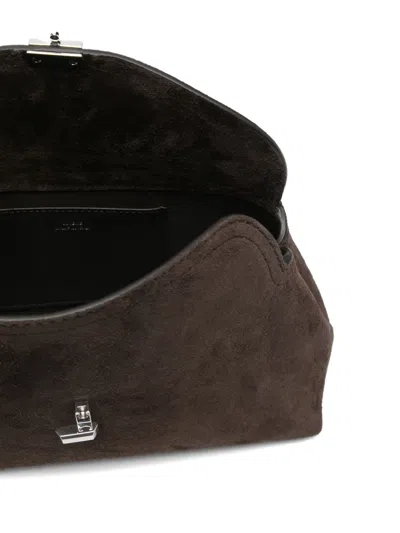 Totême T-lock Suede Clutch In Brown