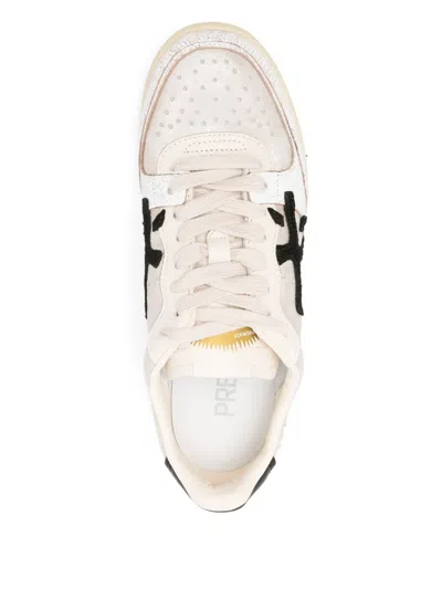 Premiata Studded Retro Lace-up Footwear In White