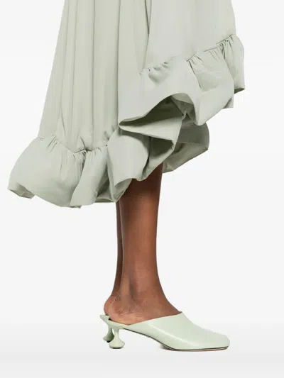 Malina Sabrina Halterneck Ruffled Maxi Dress In Green