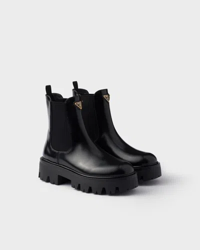 Prada Ankle Boots With Chunky Sole And Pull Tabs In Black