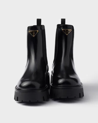 Prada Ankle Boots With Chunky Sole And Pull Tabs In Black