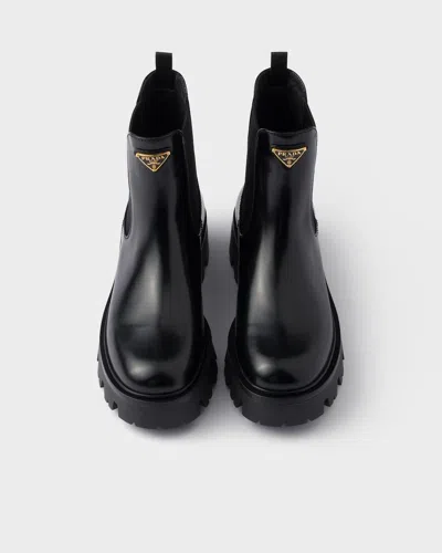Prada Ankle Boots With Chunky Sole And Pull Tabs In Black