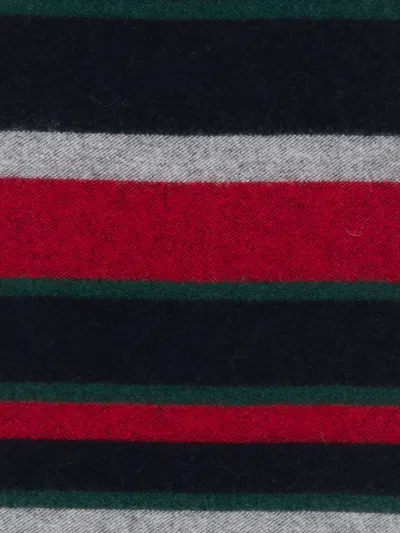 Paul Smith Striped Pattern Wool Blend Scarf In Brown