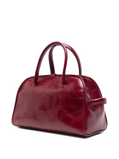 Jacquemus Le Petit Tourism In Shiny Vintage-finished Leather Bags In Red