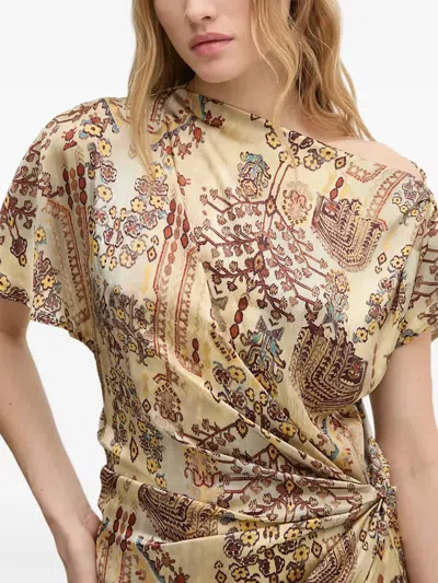 Hoss Intropia Asymmetric Abstract-patterned Dress In Neutral