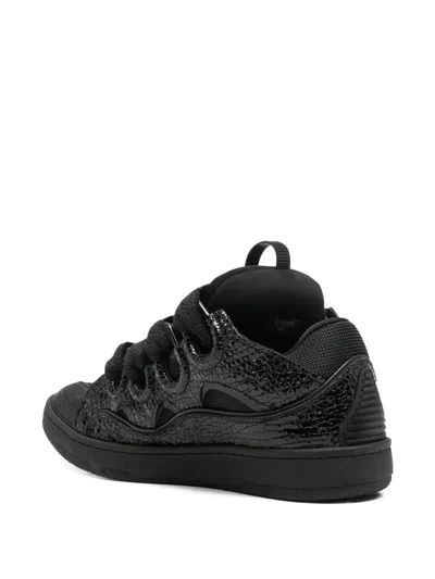Lanvin Curb Grain Lace-up Sneakers In Black