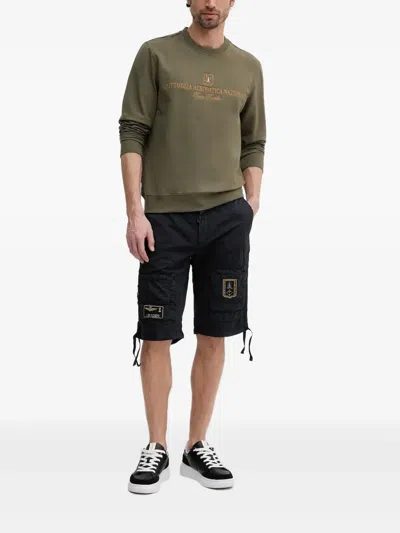 Aeronautica Militare Logo-embroidered Crew-neck Sweatshirt In Green