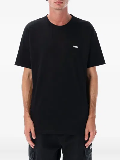 Obey Man T-shirt Black Size Xl Cotton In Black