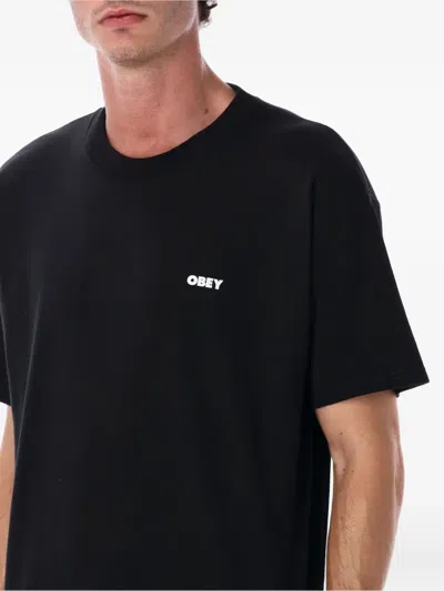 Obey Man T-shirt Black Size Xl Cotton In Black