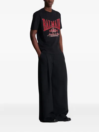 Balmain T-shirt With A Logo And Velvet Finish In Transparent