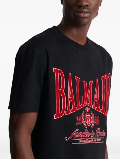 Balmain T-shirt With A Logo And Velvet Finish In Transparent