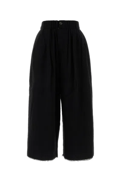 Uma Wang Wool Blend Bermuda Shorts Featuring Pockets In Black