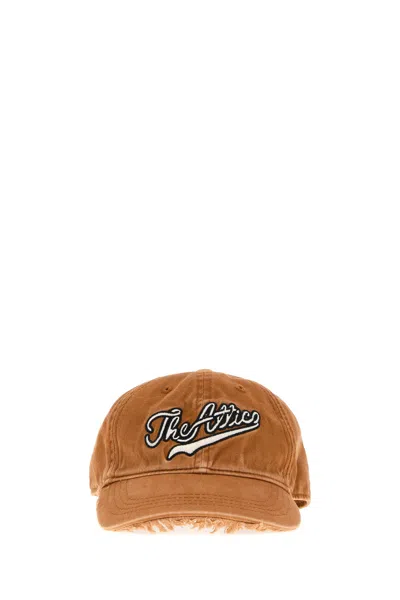 Attico Logo-embroidered Frayed-edge Hat In Brown