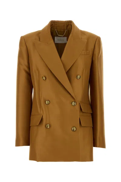 Zimmermann Caramel Wool Blend Hypnotic Blazer In Brown