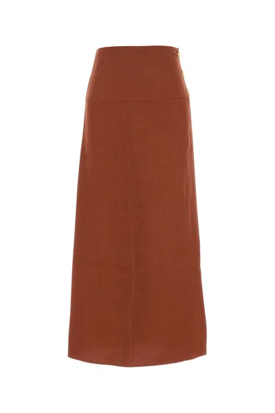 Le Kasha Haifal Button-fastening Linen Maxi Skirt In Blue