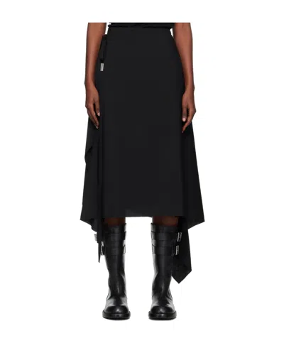 Ann Demeulemeester Black Ylva Wrap Midi Skirt In Black