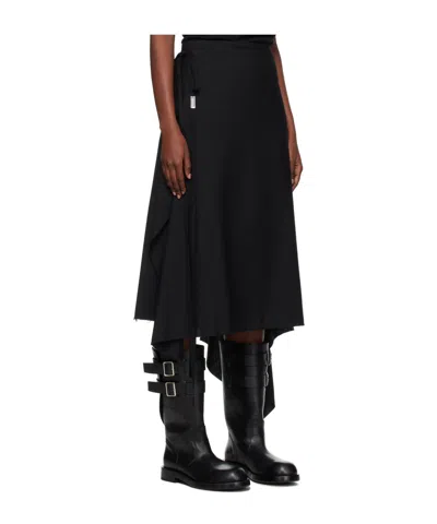 Ann Demeulemeester Black Ylva Wrap Midi Skirt In Black