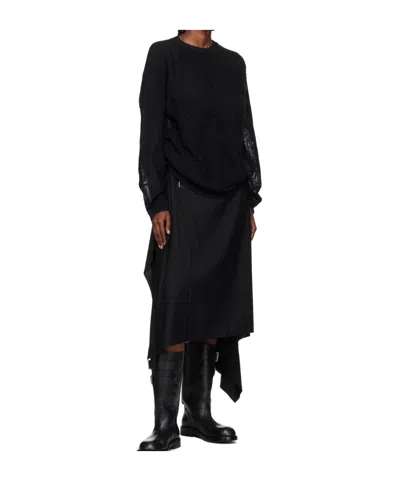 Ann Demeulemeester Black Ylva Wrap Midi Skirt In Black