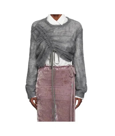 Ann Demeulemeester Asymmetrical Drawstring Sweater In Gray