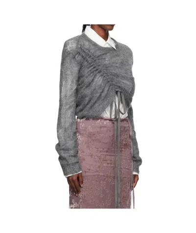 Ann Demeulemeester Asymmetrical Drawstring Sweater In Gray