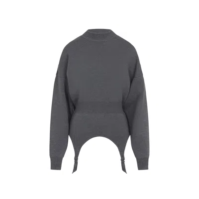 Jean Paul Gaultier High Neck Bat Sleeves Lingerie Garter Pullover Sweater In Black