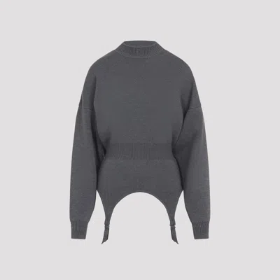 Jean Paul Gaultier High Neck Bat Sleeves Lingerie Garter Pullover Sweater In Black