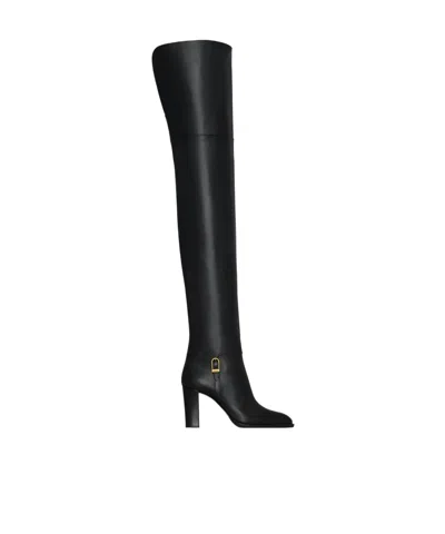 Saint Laurent Julia Boots In Smooth Leather In Black