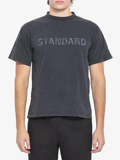 Balenciaga Men Black Crewneck T-shirt With Logo Print On The Front In Cotton Man In Blue