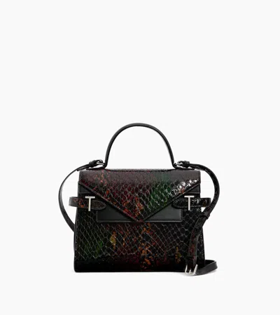 Le Tanneur Sac À Main Double Rabat Moyen Modèle Emilie En Cuir Effet Python In Black