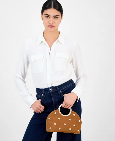 Inc International Concepts Tysha Bangle Stud Clutch, Exclusively At Macy's In White