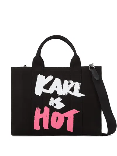 Karl Lagerfeld Medium Karl Is Hot Tote Bag In Black
