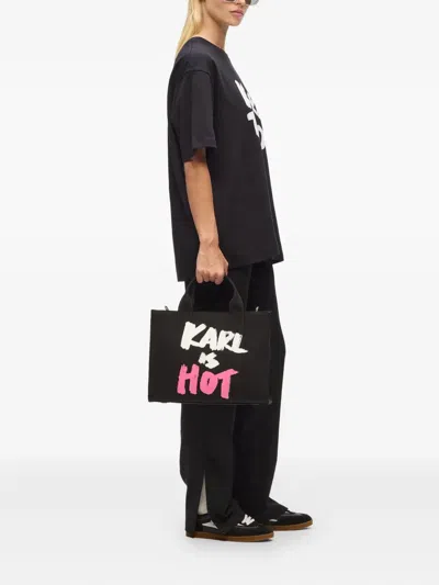 Karl Lagerfeld Medium Karl Is Hot Tote Bag In Black