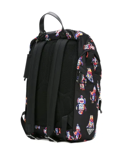 Prada Robot-print Backpack In Black
